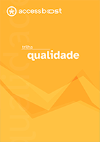 capa do conteúdo programático impresso com fundo amarelo e o título trilha qualidade