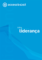 capa do conteúdo programático impresso com fundo azul e o título trilha liderança